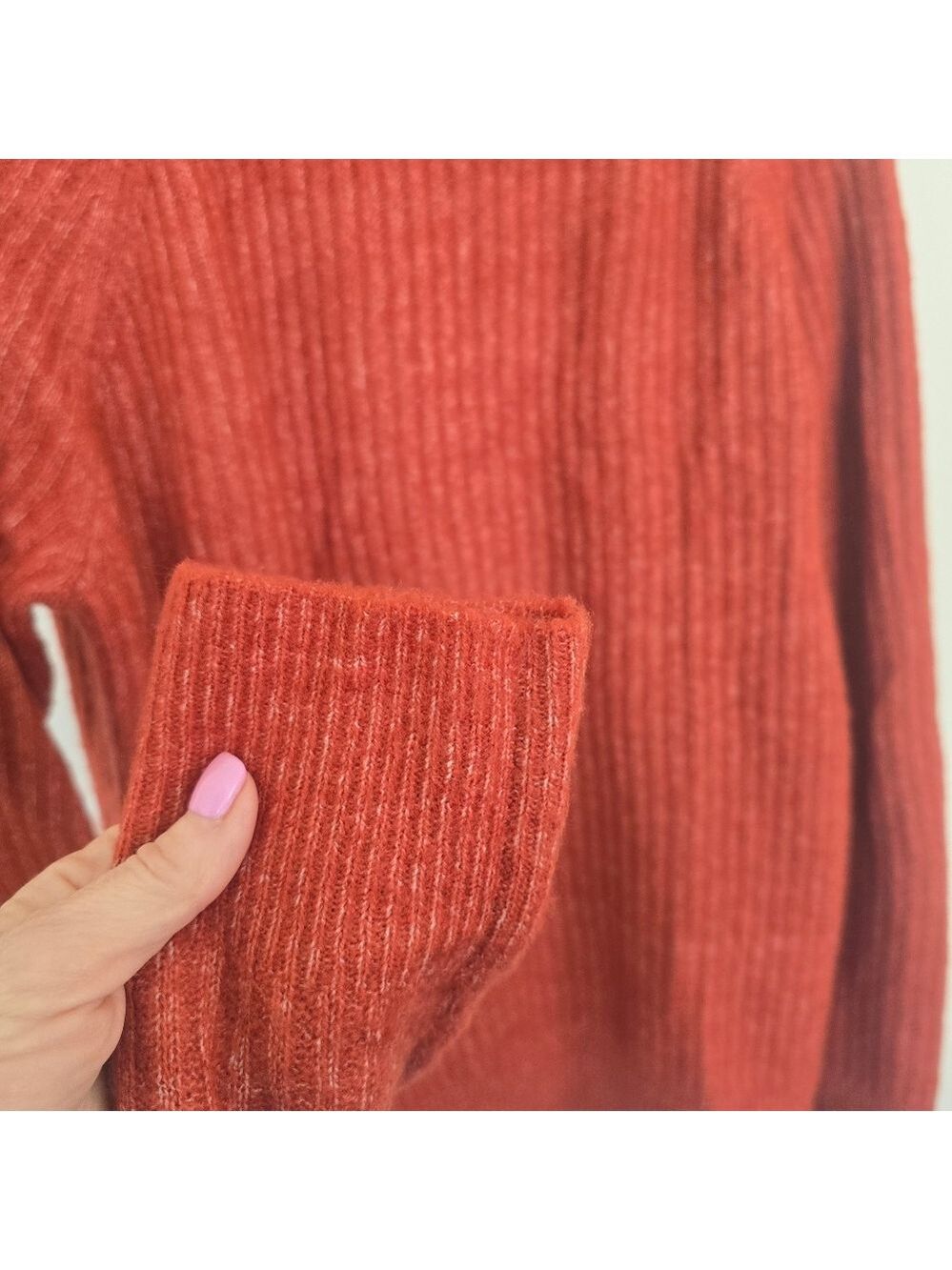 Vero Moda Women's Ribbed Knit Crewneck Sweater in Rust Size Small - Picture 5 of 7